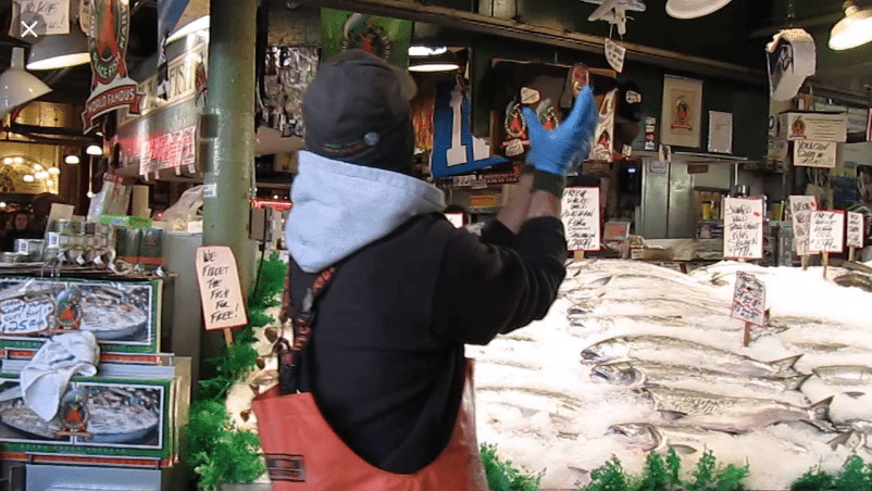 flying fish at the Pike Place Market