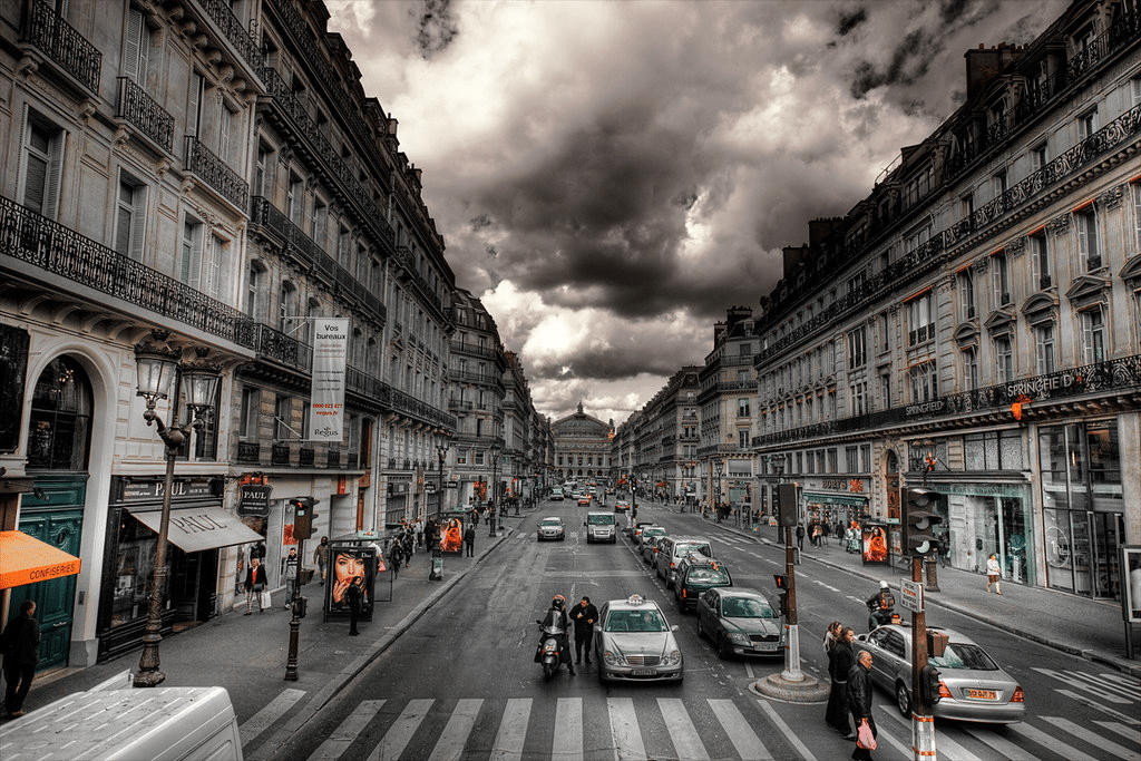 Driving away from the Opera in Paris