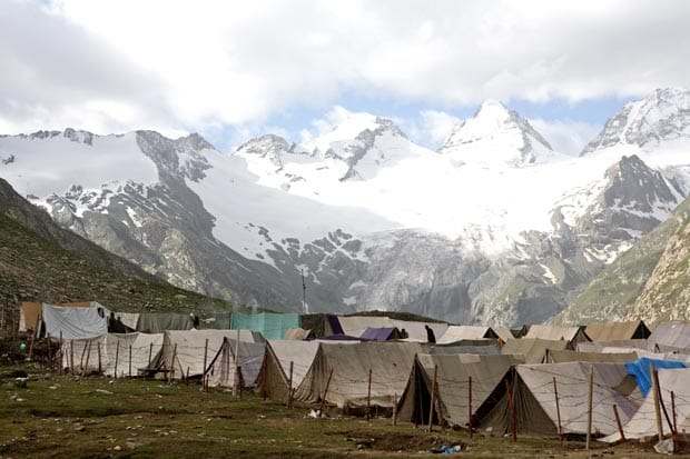 A pilgrimage camp on the route to Amarnath